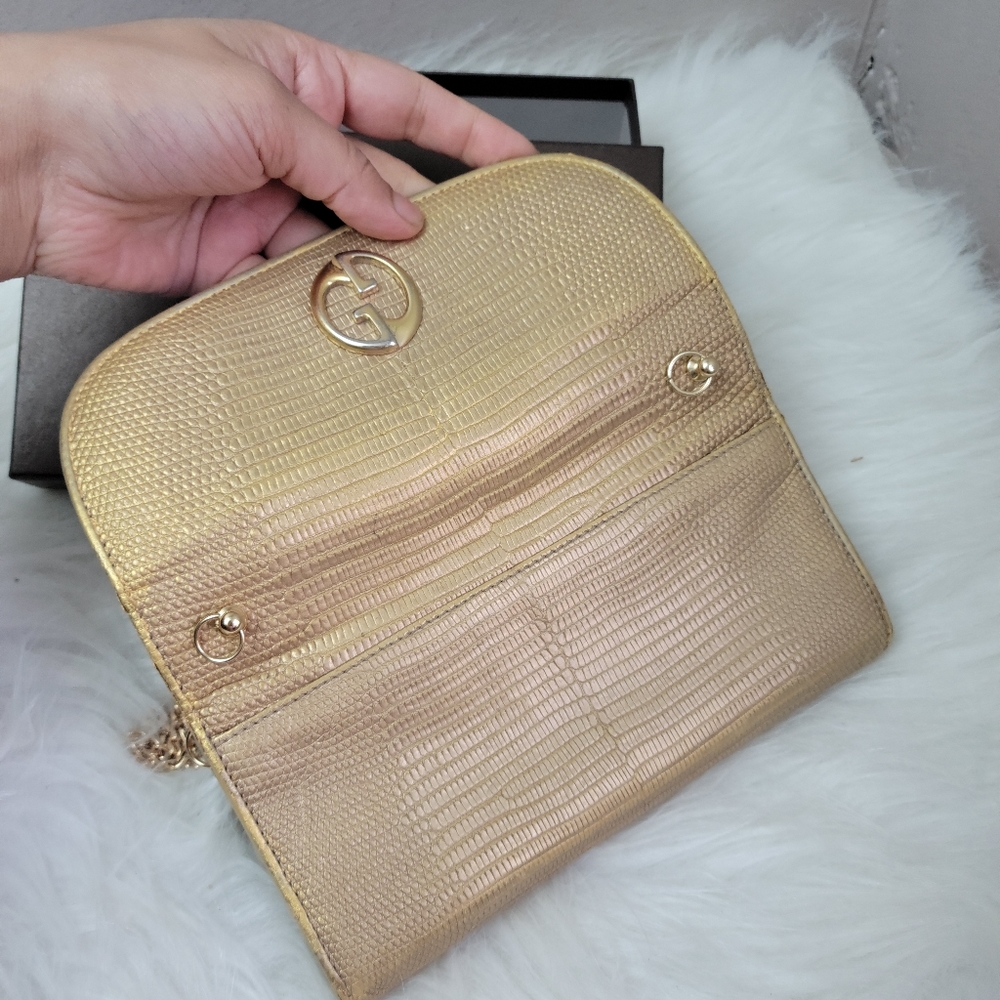 100% Authentic GUCCI LEATHER Double G Continental Wallet - Picture 8 of 16